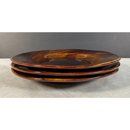 Sakura Port of Call 8" Tortoise Shell Brown Salad Dinner Plates Set of 3