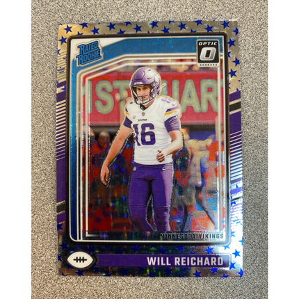 2024 Donruss Optic Will Reichard RC #297 Stars Prizm Rated Rookie Vikings
