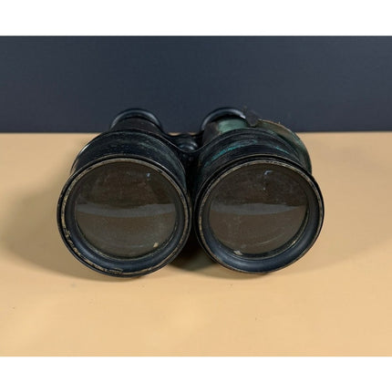 Vintage Jumelle Marine Military Binoculars France Leather Case