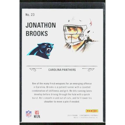 Jonathon Brooks 2024 Panini Contenders Rookie Stallions #23 Carolina Panthers