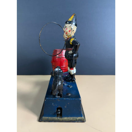 Hubley Trick Dog Mechanical Bank Working w/ Key Cast Iron Bank