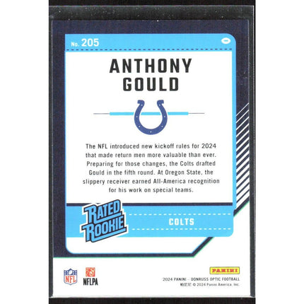 Anthony Gould 2024 Donruss Optic #205 RC Indianapolis Colts
