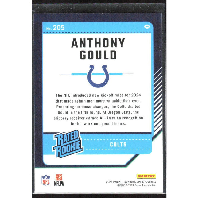 Anthony Gould 2024 Donruss Optic #205 RC Indianapolis Colts