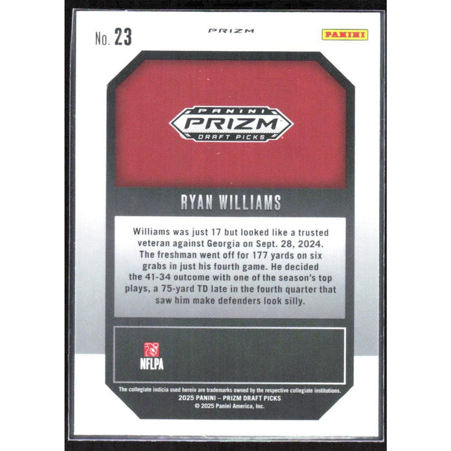 Ryan Williams 2025 Panini Prizm Draft Picks New Recruits Gold Ice #23 Alabama