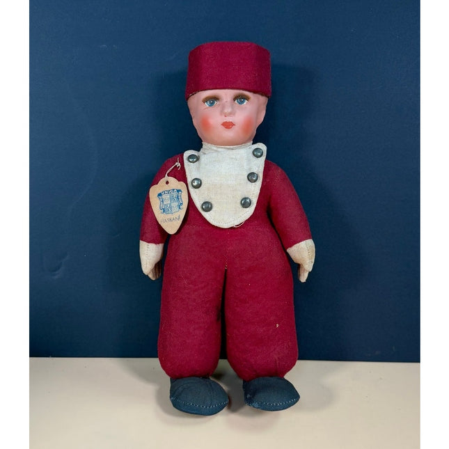 Vintage Unica Belgium Hassan Composition Doll 12" Tagged 1940s-1950s
