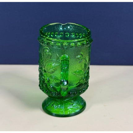 Vintage Green Uranium Glass Footed Pitcher Creamer 3.5"