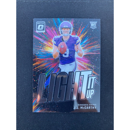 J.J. McCarthy 2024 Donruss Optic #2 Light It Up Insert Minnesota Vikings RC