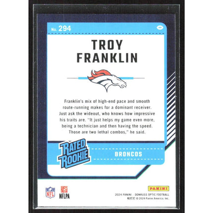 Troy Franklin 2024 Donruss Optic #294 RC Broncos