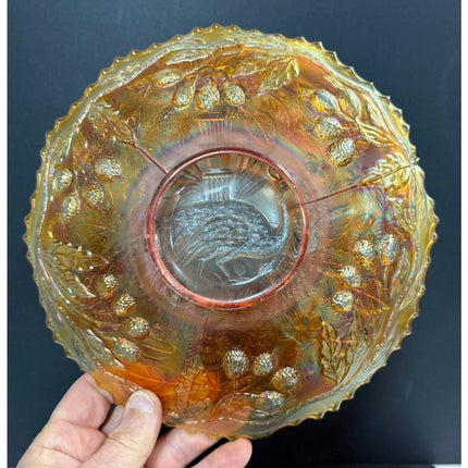 Antique Fenton “Peacock and Urn” Carnival Glass 9" Ruffled Plate