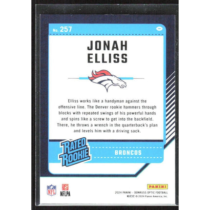 Donruss Optic #257 Jonah Elliss 2024 RC Denver Broncos