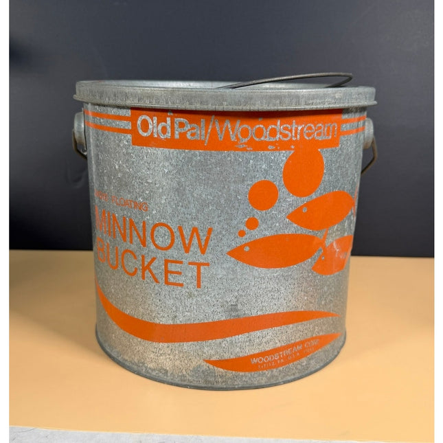 Old Pal Woodstream Vintage Minnow Bucket w/ Liner Galvanized Fishing Bait Pail