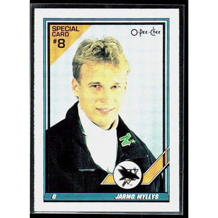 Jarmo Myllys 1991-92 O-Pee-Chee Pee-Chee - Sharks & Russians Inserts #8S Sharks