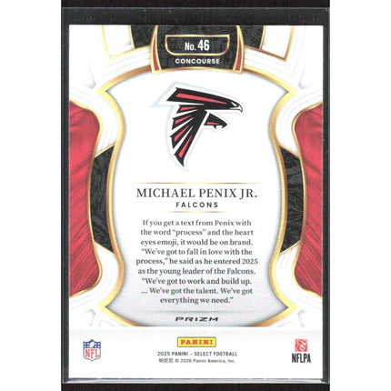 Michael Penix Jr. 2025 Panini Select Pink Prizm Shock #46 Atlanta Falcons
