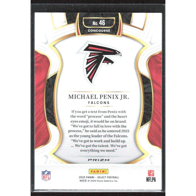 Michael Penix Jr. 2025 Panini Select Pink Prizm Shock #46 Atlanta Falcons
