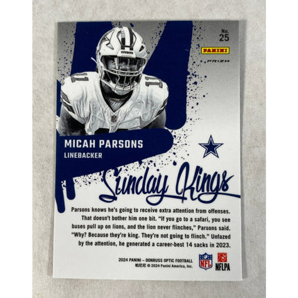 2024 Donruss Optic Micah Parsons Sunday Kings SP #25 Dallas Cowboys