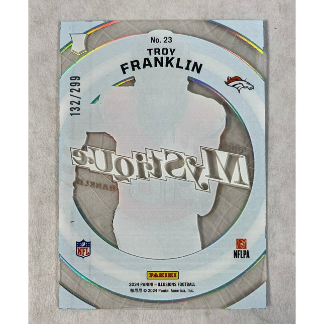2024 Panini Illusions Troy Franklin Mystique Light Blue 132/299 RC #23 Broncos