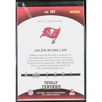 Jalen McMillan 2024 Panini Totally Certified #131 RC Tampa Bay Buccaneers