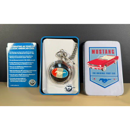 Ford Mustang 40th Anniversary Pocket Watch Collectors Edition w/ Original Tin