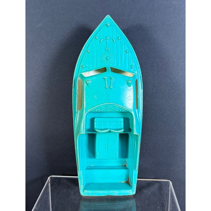 Vintage Hubley Plastic 8" Cabin Cruiser Toy Boat Classic Speedboat Collectible