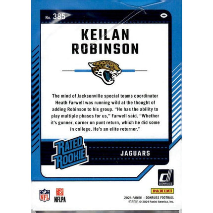 Keilan Robinson 2024 Donruss #385 RC Jacksonville Jaguars