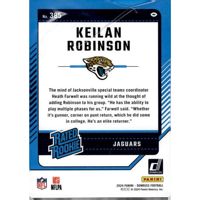 Keilan Robinson 2024 Donruss #385 RC Jacksonville Jaguars