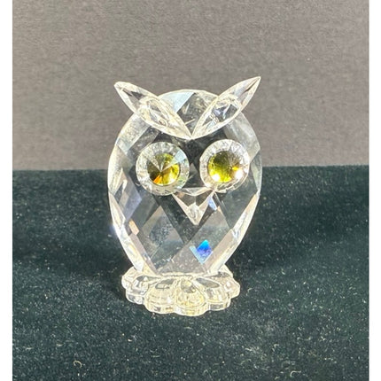 Swarovski Crystal Owl Figurine Yellow Eyes Signed 1½” Collectible