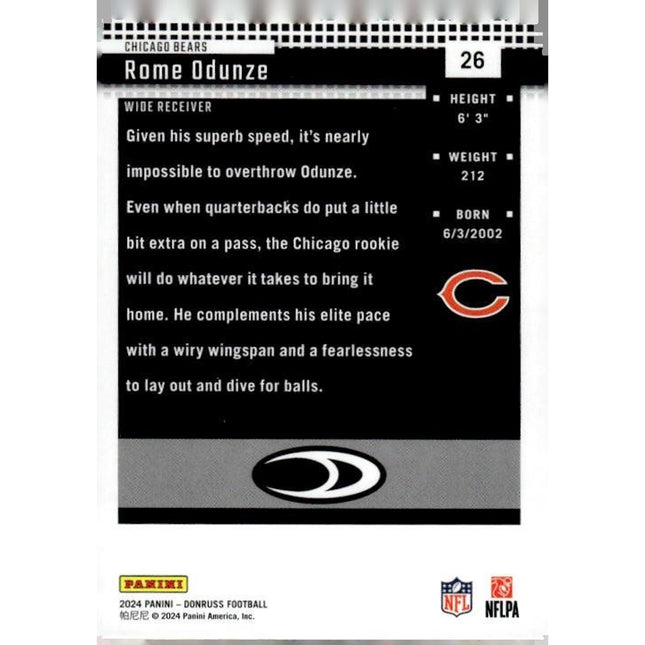 Rome Odunze 2024 Donruss Retro 2004 #26 Chicago Bears