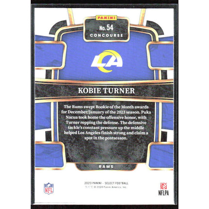 Kobie Turner 2023 Panini Select #54 RC Los Angeles Rams