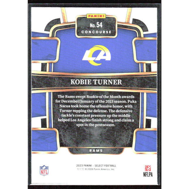 Kobie Turner 2023 Panini Select #54 RC Los Angeles Rams