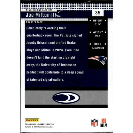 Joe Milton III 2024 Donruss Retro 2004 #35 New England Patriots