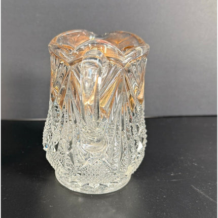 Vintage Pressed Gold Leaf Glass Creamer & Sugar Set