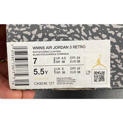 2024 Nike Air Jordan 3 Retro CK9246-121 Women’s Shoes Size 7 NIB w/ Entrupy COA