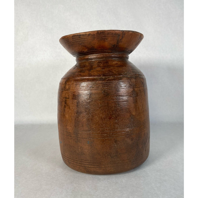 Vintage Handmade Wooden Pot Urn