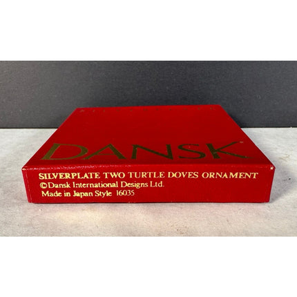 Dansk Silverplate Two Turtle Doves Ornament Original Box Holiday Collectible