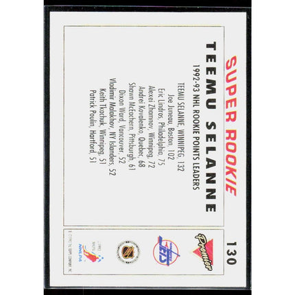 Teemu Selanne 1993-94 Topps Premier #130 Winnipeg Jets