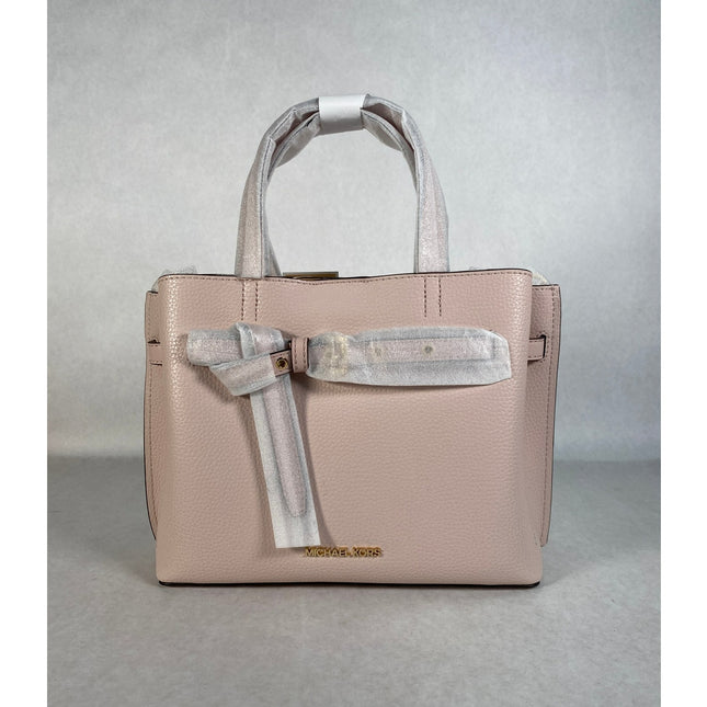 Michael Kors Emilia Small Pebbled Leather Satchel Powder Blush NWT MSRP $498