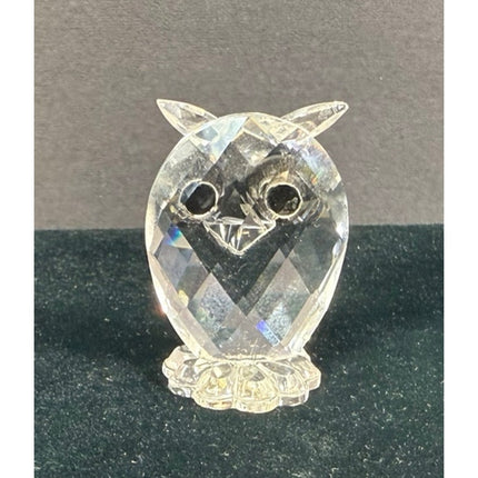 Swarovski Crystal Owl Figurine Yellow Eyes Signed 1½” Collectible