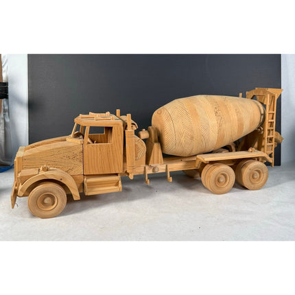 Handmade Wooden Ready Mix Truck 27" Kaye Munshower Toy Shop Working Mixer