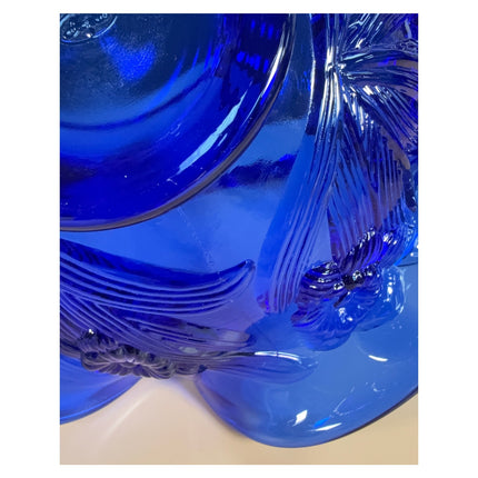 Fenton Cobalt Blue Glass Basket Vintage Art Glass