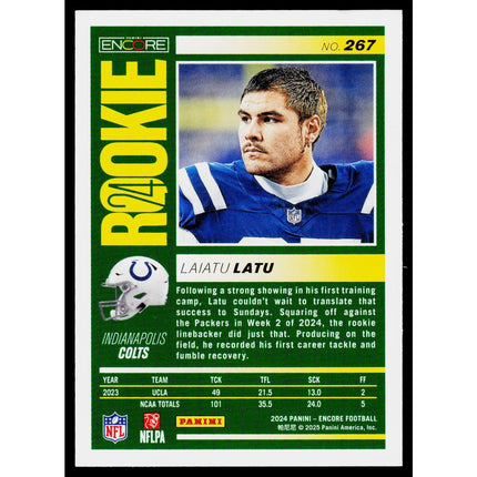 Laiatu Latu 2024 Panini Encore #267 RC Indianapolis Colts