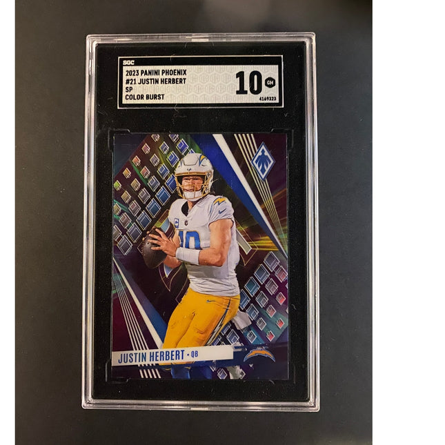 Justin Herbert 2023 Phoenix 21 Chargers SP Color Burst SGC 10