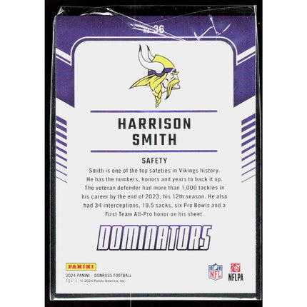 Harrison Smith 2024 Donruss Dominators #36 Minnesota Vikings