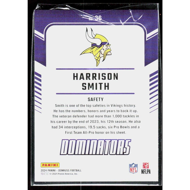 Harrison Smith 2024 Donruss Dominators #36 Minnesota Vikings