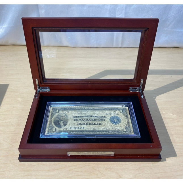 $1 Series 1918 Green Eagle Federal Reserve Bank Note #737 PCS,  Wood Display Box