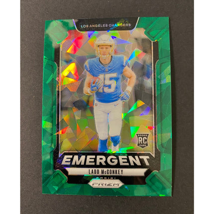 Ladd McConkey 2024 Panini Prizm #13 Rookie RC LA Chargers Emergent Green Ice