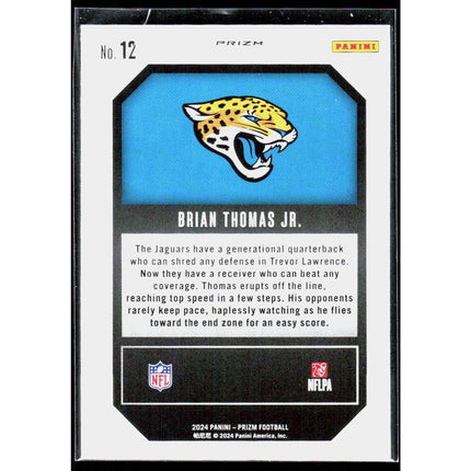 Brian Thomas Jr. 2024 Panini Prizm Emergent Green Ice Prizm #12 Jaguars