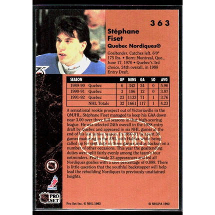 Stephane Fiset 1991-92 Parkhurst #363 Quebec Nordiques