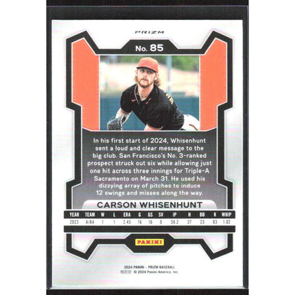 Carson Whisenhunt 2024 Panini Prizm Blue Ice Prizms #85 San Francisco Giants