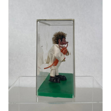 Vintage Peter-Figuren Butcher Hedgehog Figure with Case Austria