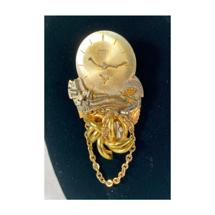 1993 JJ Jonette Handcrafted Watch Timepiece Brooch – 2.5" Vintage Pin